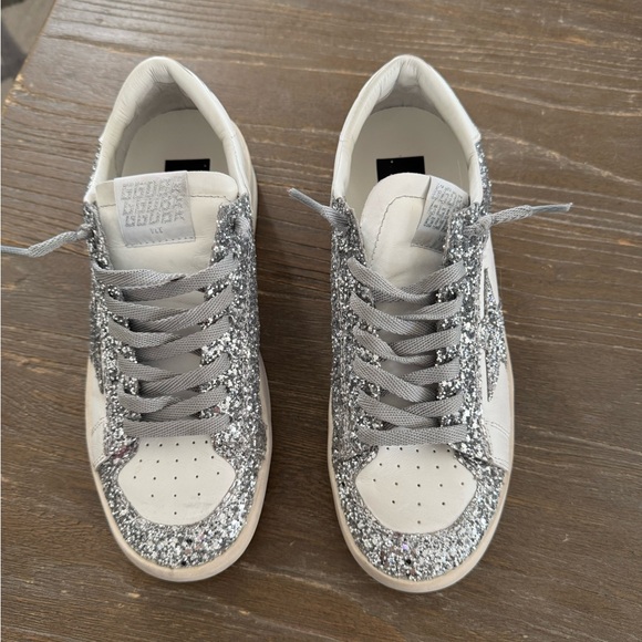 Golden Goose White and Silver Glitter Sneakers-Like New! - Picture 5 of 6